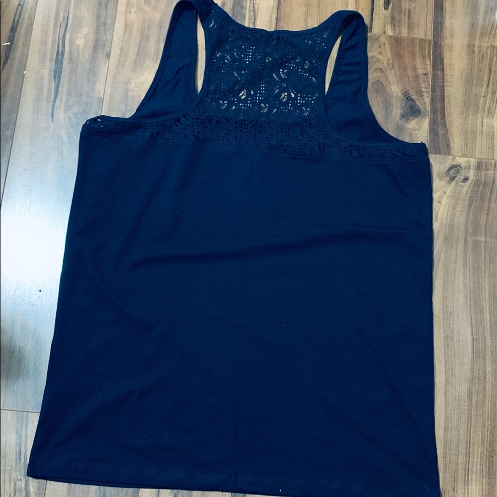 Love To Lounge Tank Navy Blue Lace Back Cami Tank Size XL - Picture 2 of 3